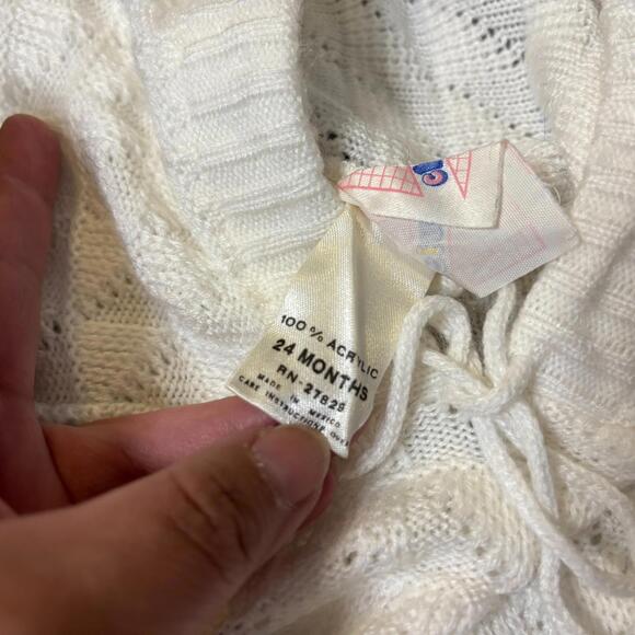 Vintage Child Wise Baby Back Zip Knitted Hooded Sweater White Size 24M - Picture 4 of 8